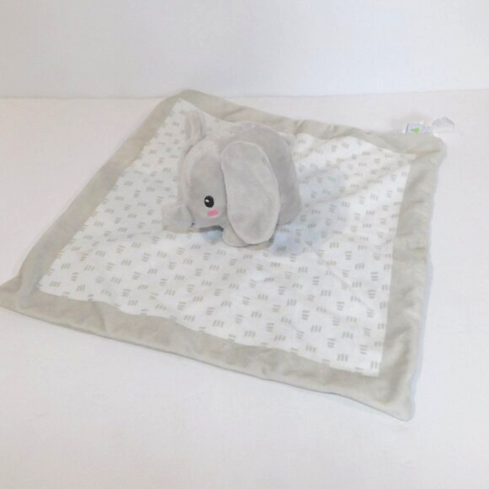 2020 Pearhead Gray White Elephant Security blanket Baby Lovey nunu Soother Plush